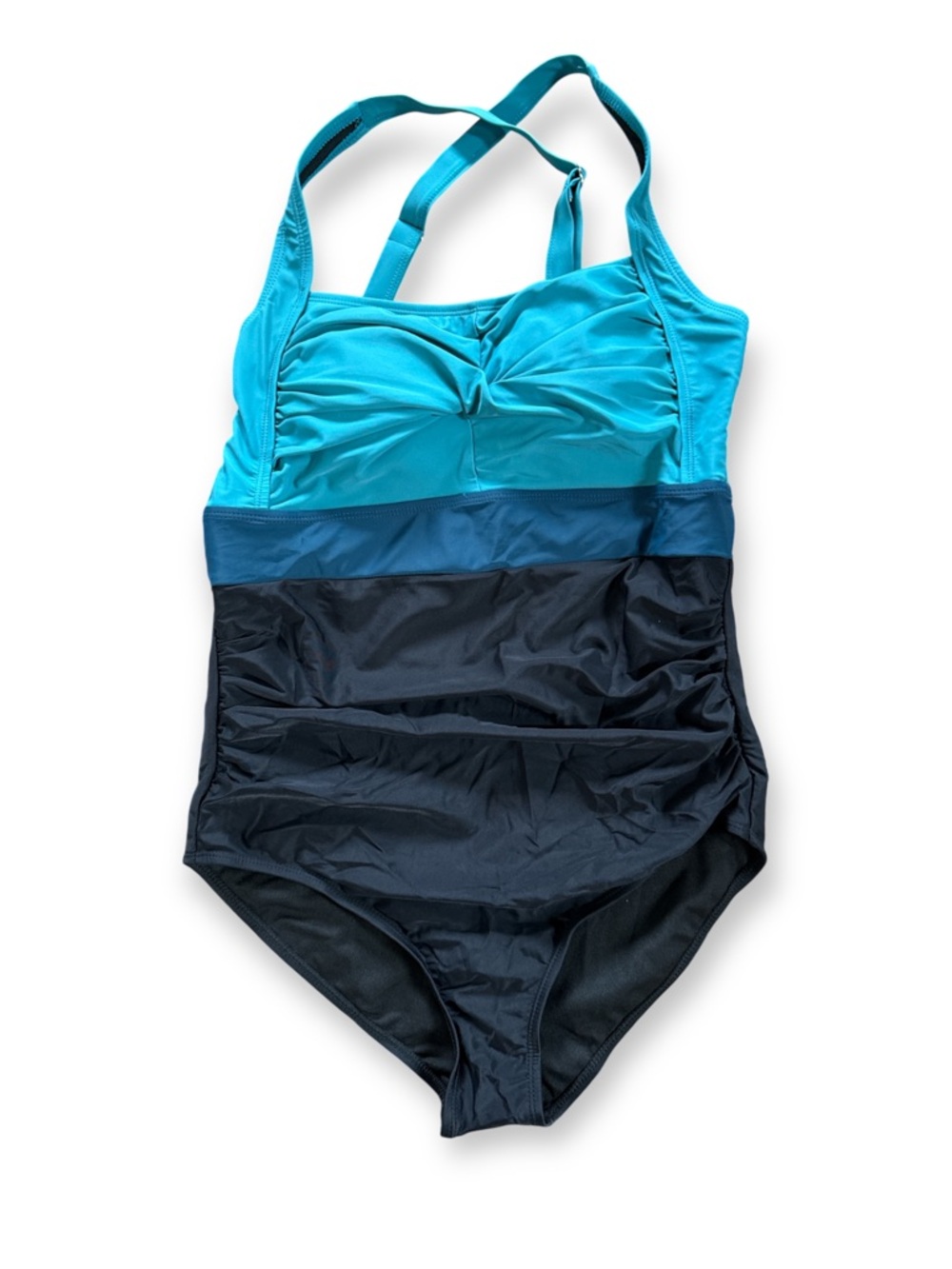 BloomChic Teal & Black Twist-Front One-Piece Swimsuit - Picture 2 of 9